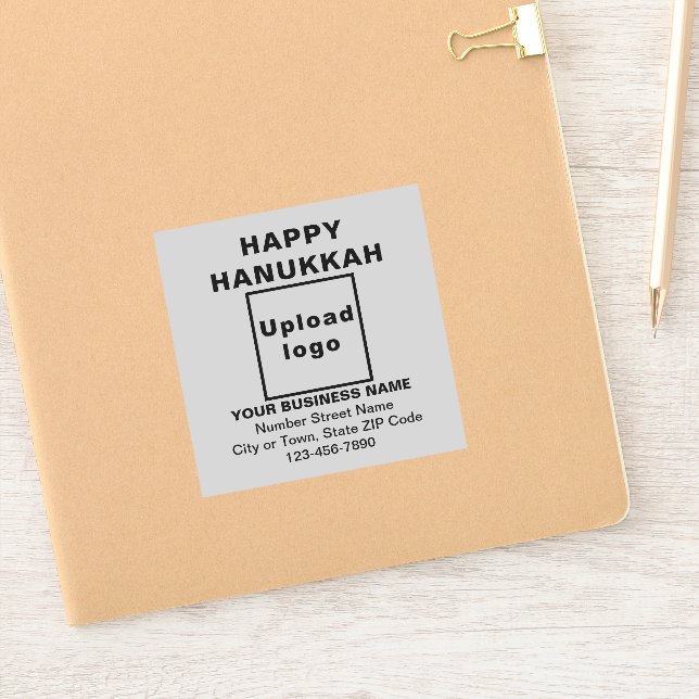 Business Hanukkah Greeting on Grey Square Vinyl (Notebook)