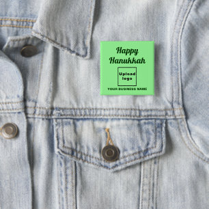 Business Hanukkah Greeting on Light Green Square 15 Cm Square Badge