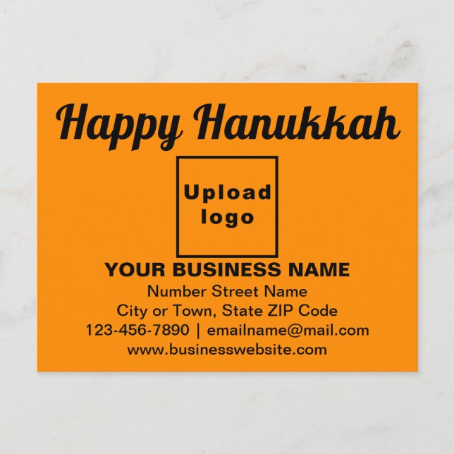 Business Hanukkah Greeting on Orange Colour Postcard (Front)