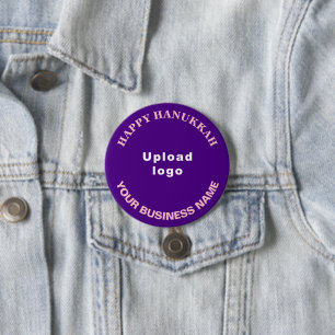 Business Hanukkah Greeting on Purple Round Button