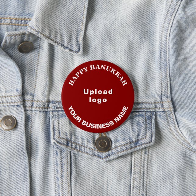 Business Hanukkah Greeting on Red Round Button (In Situ)