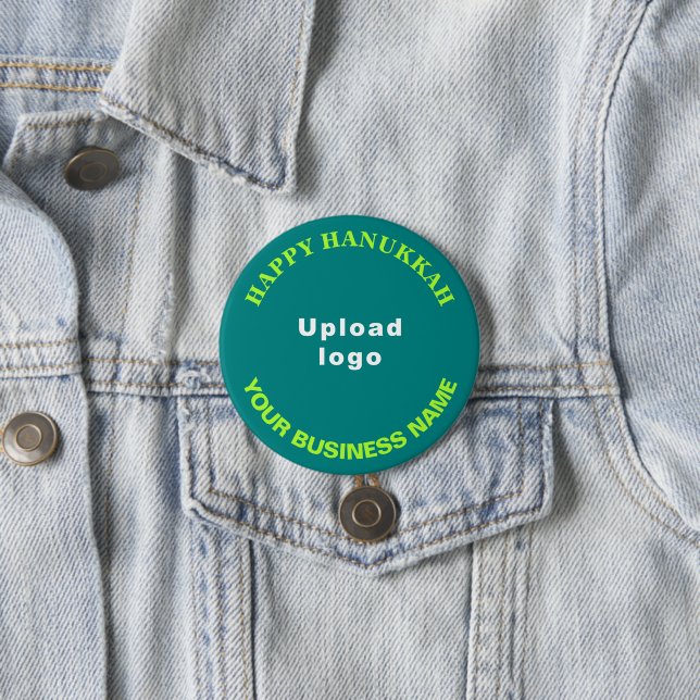Business Hanukkah Greeting on Teal Green Round 7.5 Cm Round Badge (In Situ)