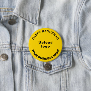 Business Hanukkah Greeting on Yellow Round Button