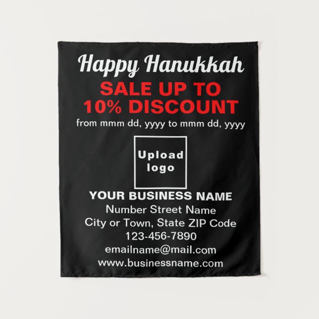 Business Hanukkah Sale on Black Tapestry (Front)
