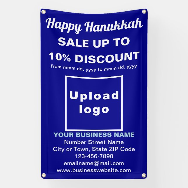 Business Hanukkah Sale on Blue Banner (Vertical)