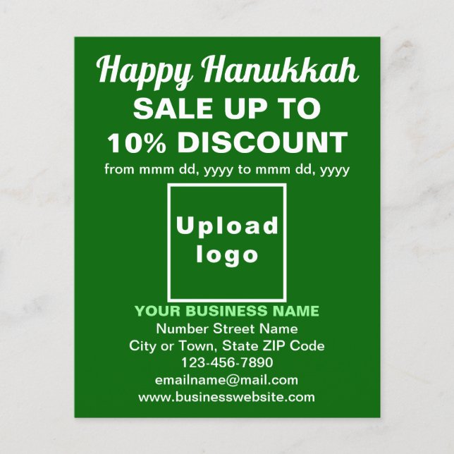 Business Hanukkah Sale on Green Flyer (Front)