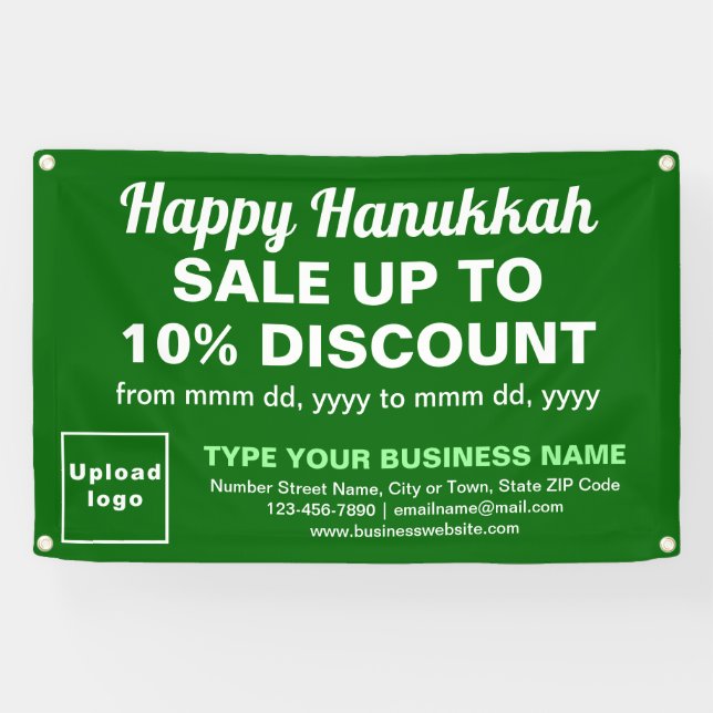 Business Hanukkah Sale on Green Rectangle Banner (Horizontal)