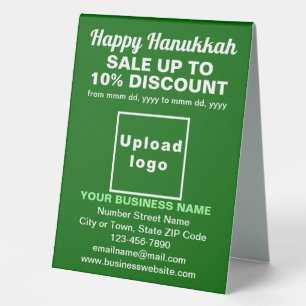 Business Hanukkah Sale on Green Table Sign
