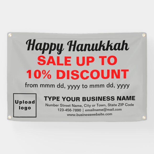 Business Hanukkah Sale on Grey Rectangle Banner (Horizontal)