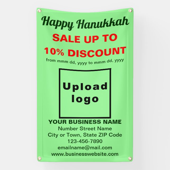 Business Hanukkah Sale on Light Green Banner (Vertical)