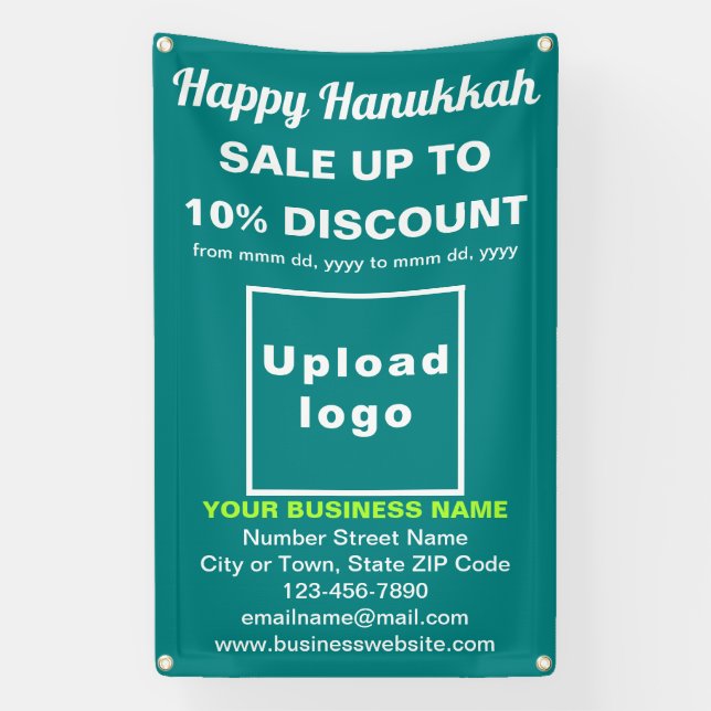 Business Hanukkah Sale on Teal Green Banner (Vertical)