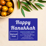 Business Hanukkah Small Blue Flat Holiday Card<br><div class="desc">Happy Hanukkah! Wishing you joy, peace and blessing this festival of lights. A holiday to celebrate and to advertise also your business. Small size flat holiday card that you can customise to put your business brand and with Hanukkah greeting. Customise it and use it to greet your customers or clients...</div>