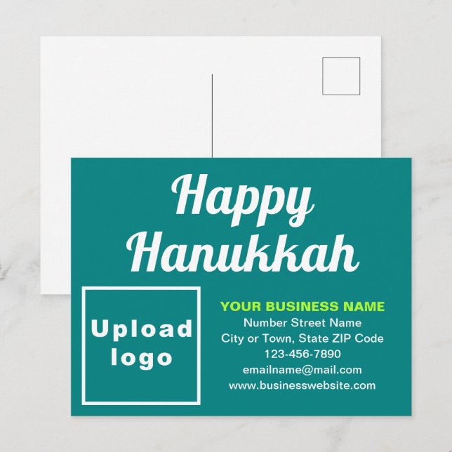 Business Hanukkah Teal Green Holiday Postcard (Front/Back)