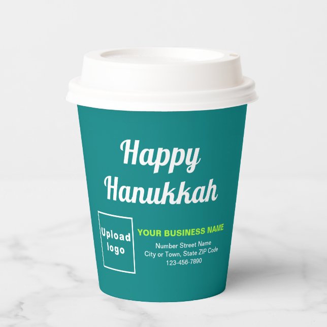 Business Hanukkah Teal Green Paper Cup (Front)
