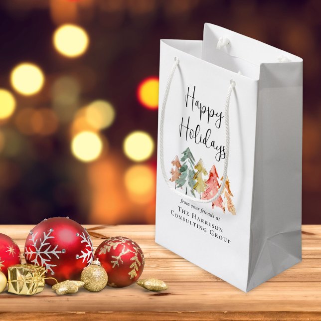 Business Happy Holidays Christmas Small Gift Bag (Creator Uploaded)