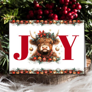 Business Happy Holidays Cute Festive Highland Cow Holiday Card