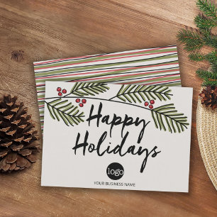 Business Happy Holidays Rustic Pine Tree Branches Holiday Card