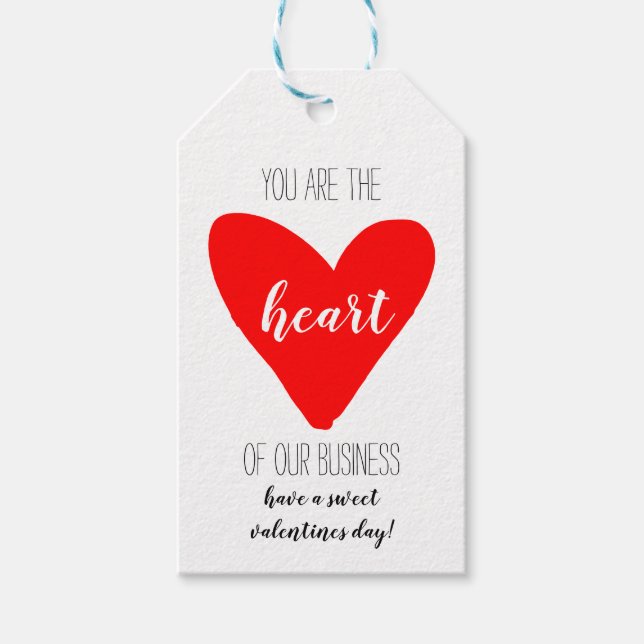 Business Heart Appreciation Client Customer Gift Tags (Front)