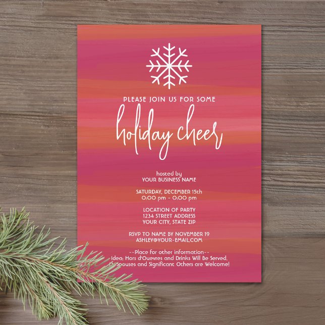 Business Holiday Cheer Party - modern abstract red Invitation (Office Holiday Party Invitation)