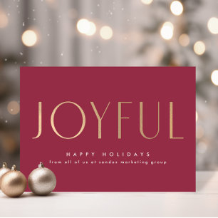 Business Holiday Joyful Simplicity Red Gold Card