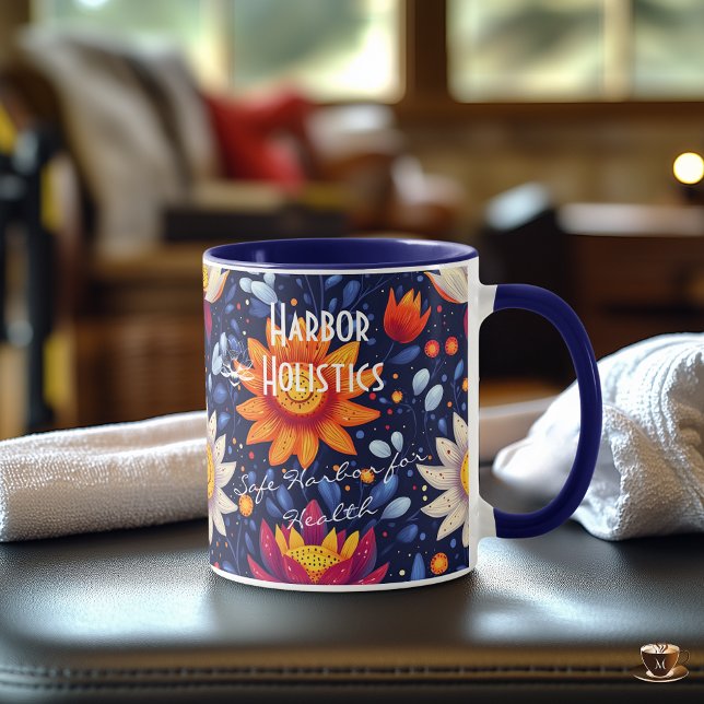 Business Holistic Health,Vibrant Sunflower & Lotus Mug (Creator Uploaded)