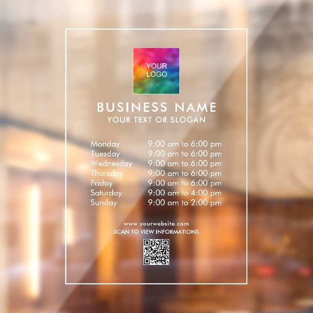 Business Hours Company Logo QR Code Custom (Sheet 2)