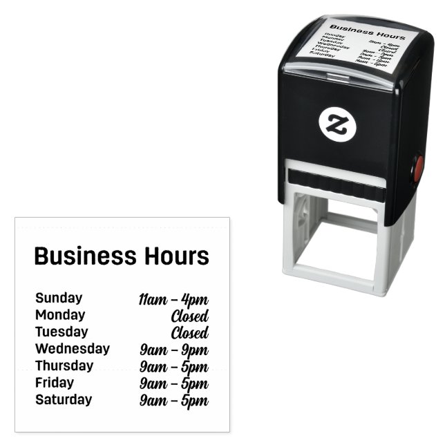 Business Hours Customisable Times  Self-inking Stamp (In Situ)