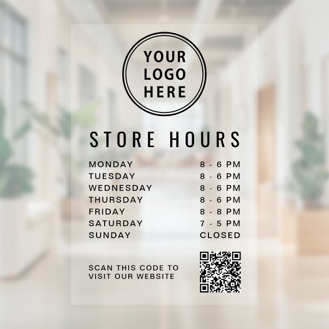 Business Hours Logo QR Code (Business Hours Logo QR Code Window Cling)