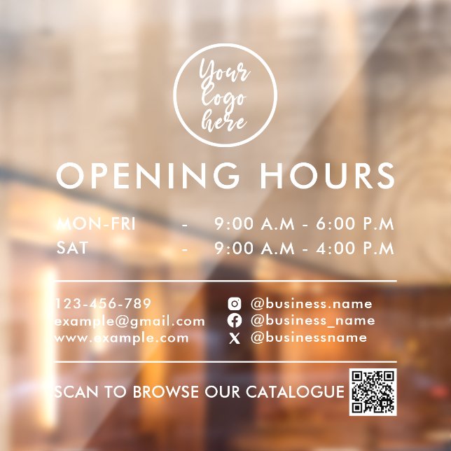 Business Hours QR Code Logo Contact Info White (Sheet 2)