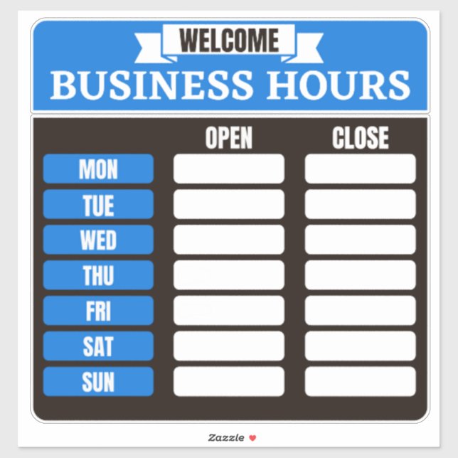 Business Hours Sign (Sheet)