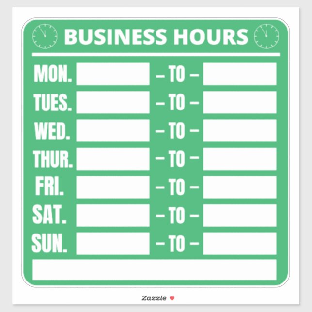 Business Hours Sign (Sheet)