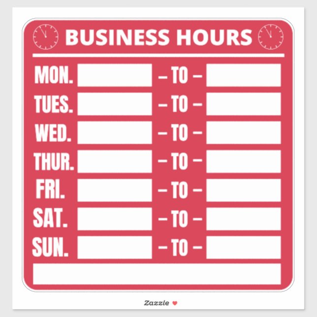 Business Hours Sign (Sheet)