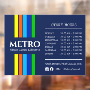 Business Hours Urban Modern Vertical Stripes Logo 