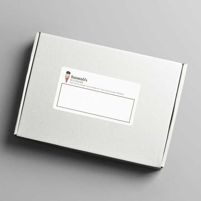 Business Ice Cream Shop Custom (Ice cream cone business shipping label.)