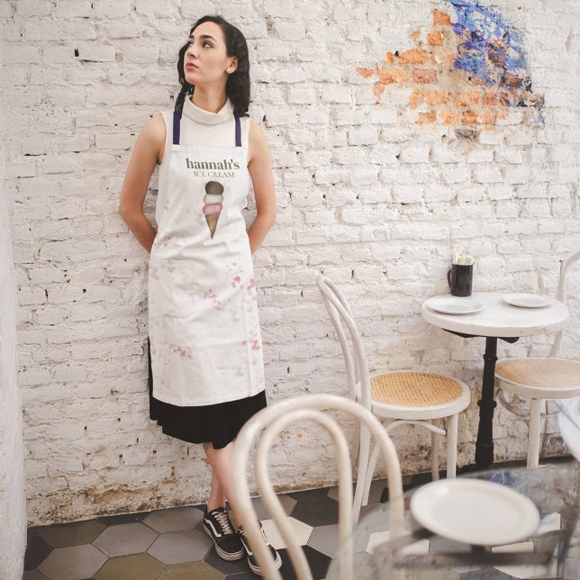 Business Ice Cream Shop Custom Apron (Ice Cream Shop Custom employee apron.)