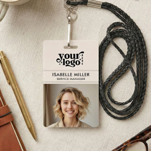 Business ID Card QR Modern Large Photo Employee Badge