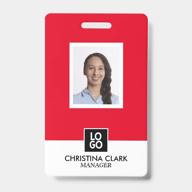 Business ID Employee Photo Logo Name Badge Custom (Front)