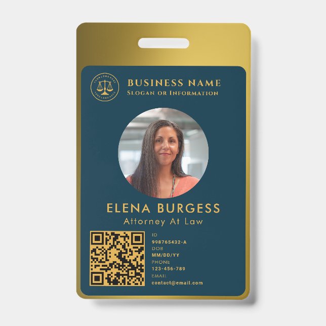 Business ID Logo | Attorney Navy Gold Badge (Front)