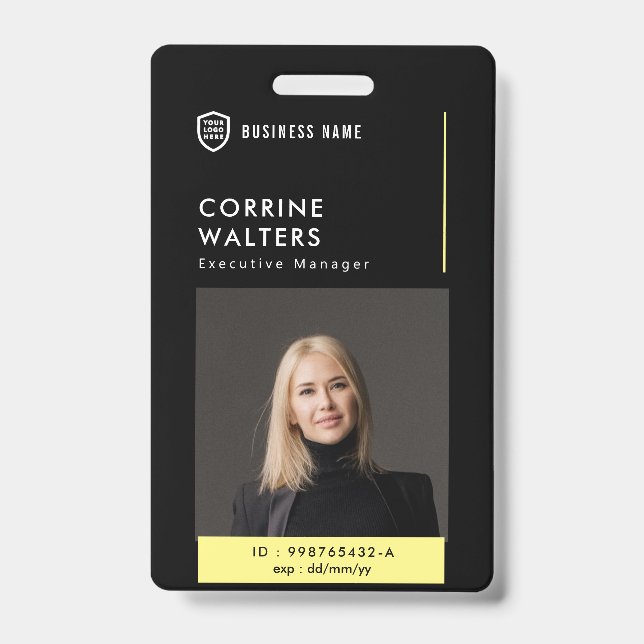 Business ID Logo | Minimalist Photo Employee Badge (Front)