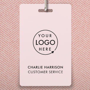 Business ID Logo   Modern Pink Employee Staff  Badge