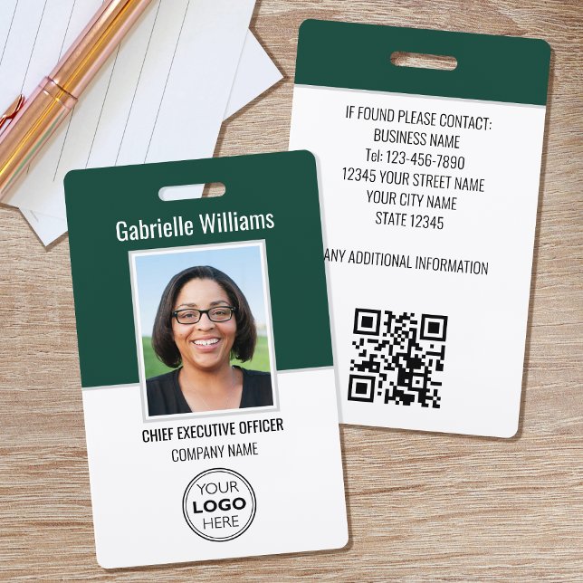 Business ID Photo Security Modern Green Badge ID Badge (Creator Uploaded)