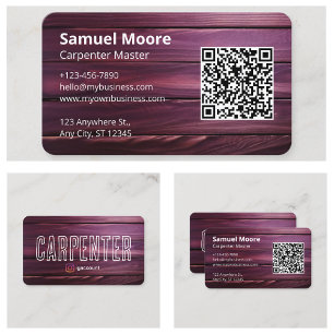 Business Info QR Code Carpenter Card