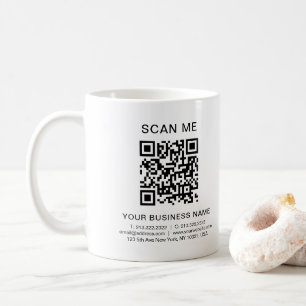 Business Info QR Code Scan Me Promotional Custom Coffee Mug