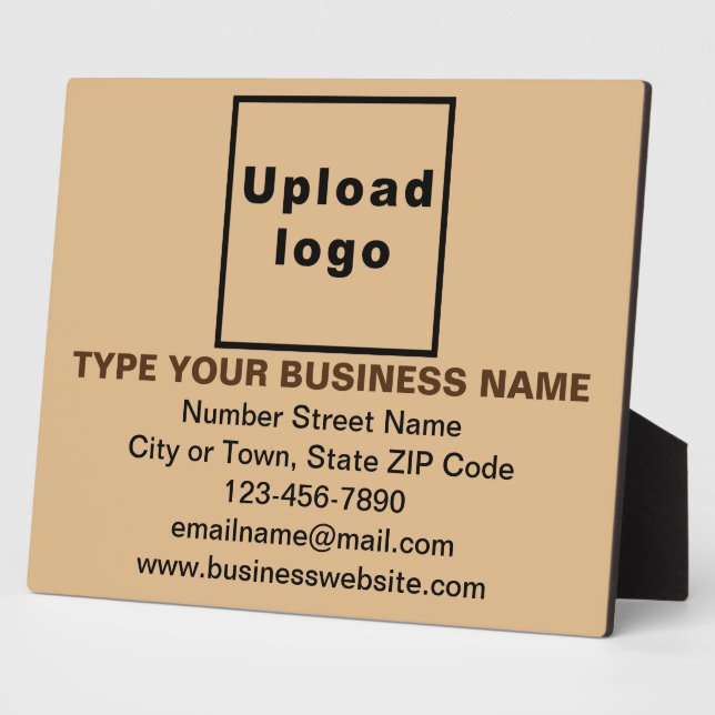 Business Information Light Brown Rectangle Plaque (Side)