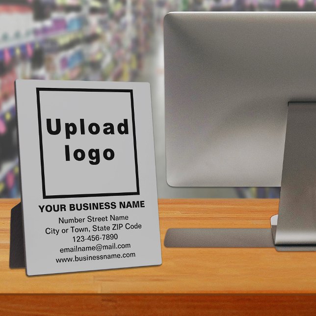 Business Information on Grey Plaque (Advertise your business. Build brand name awareness. Your business brand on gray plaque.)