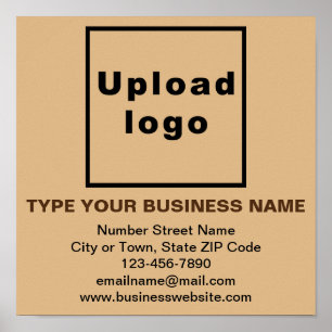 Business Information on Light Brown Square Poster
