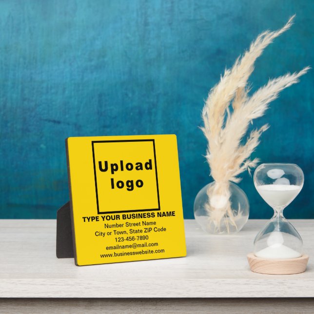 Business Information on Yellow Square Plaque (Insitu)