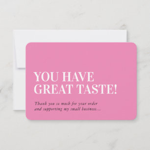 BUSINESS INSERT modern thank you candy pink Card