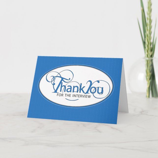 Business Interview Thank You in Blue Script (Front)