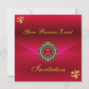 Business Invitation All Occasions Red with Jewel